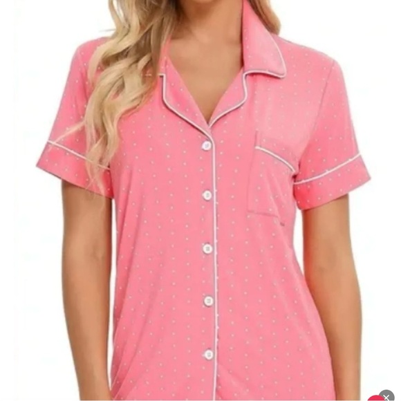 JOYARZA Charming Pink Polka Dot Women's Pajama Set NWOT - Picture 2 of 8